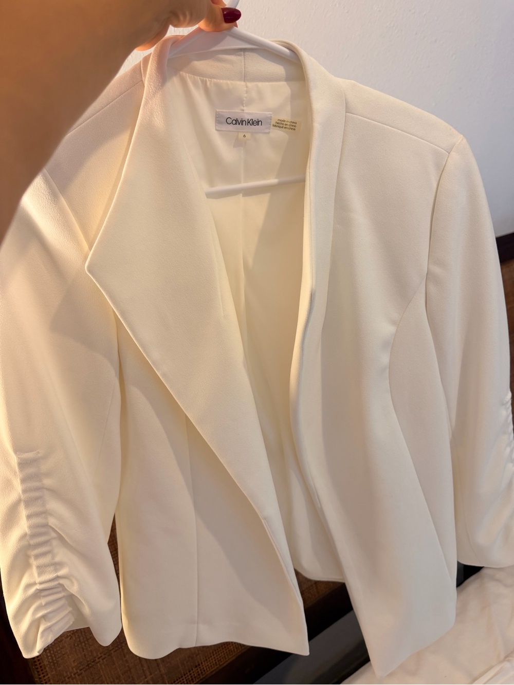 Calvin Klein Women's Cream Open-Front Blazer
